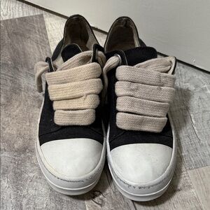 Rick Owens Black and Cream Casual Sneakers